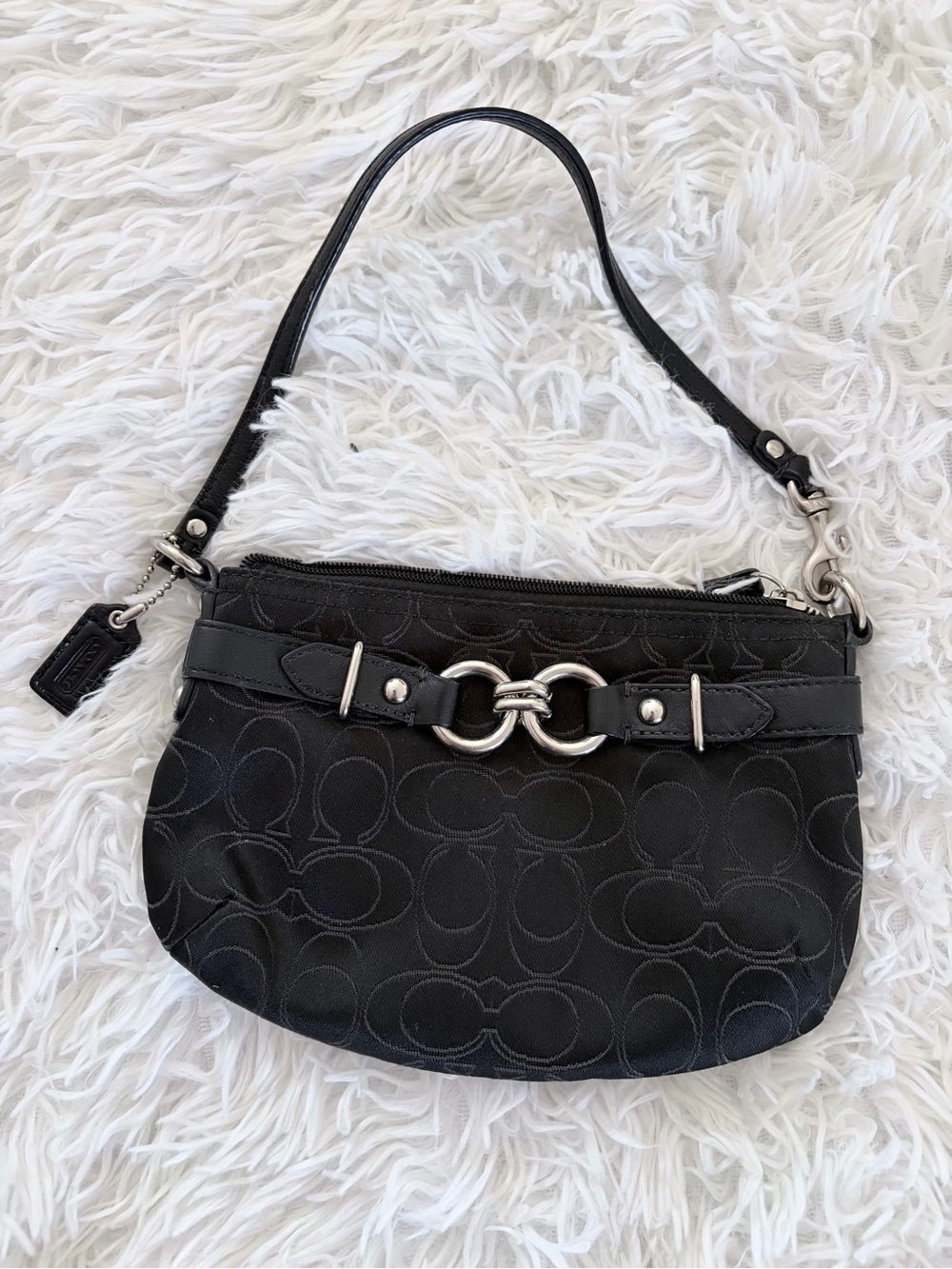 Coach Signature Black Monogram Mini Handbag